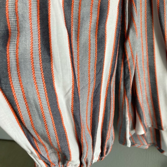 LOFT Outlet striped button down tie front top. - Picture 7 of 8
